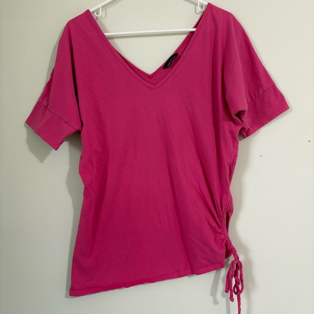 Moda International Hot Pink V-Neck Asymmetrical Top - Size Large